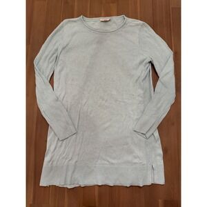 LOFT Outlet Light Blue Textured Long Sleeve Sweater Tunic Dress Size L